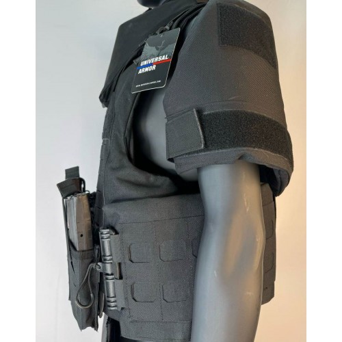 Бронежилет разгрузочный UNIVERSAL ARMOR в Альметьевске (СВМПЭ + бронеплиты Бр5 класса) черный