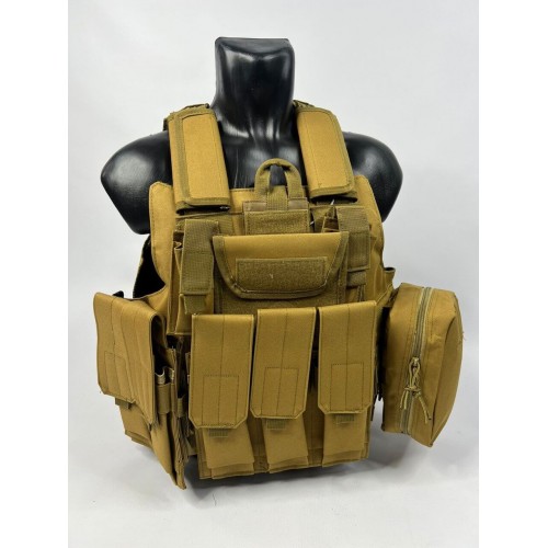 Тактический разгрузочный жилет «5 / пять карманов» с подсумками Tactical Molle Plate Carrier для съемных бронепластин в Альметьевске